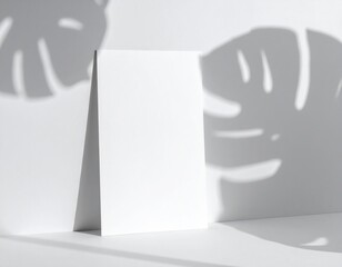 Blank A4 Paper Mockup with Organic Leaf Shadow Aesthetic Minimalist