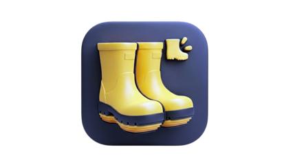3D Render of Yellow Rain Boots Icon