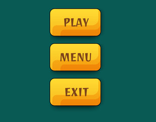 Game menu buttons interface. play, menu, exit game button UI design. vector