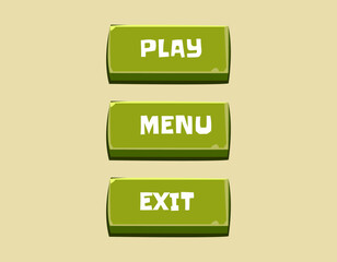 Game menu buttons interface. play, menu, exit game button UI design. vector