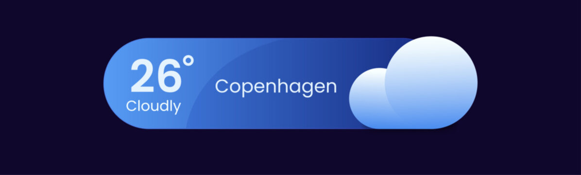 Cloudly weather widget icon app UI UX design template. editable. vector