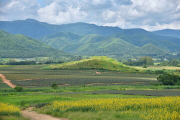 Peaceful Mountain Landscape in Ratchaburi Province of Thailand
