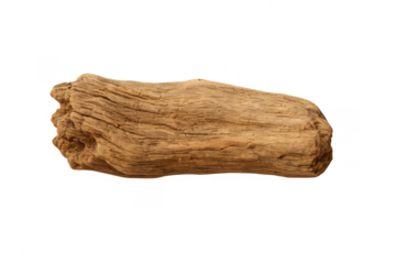 Driftwood isolated with weathered wood texture on transparent background