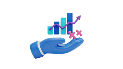3D Illustration of Growth and Investment with a Hand