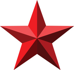Obraz premium Red five pointed star with geometric facets and gradient shading