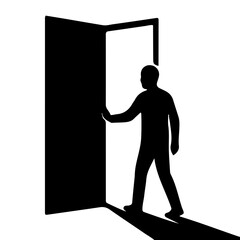 Black and White New Beginning Doorway Silhouette Vector