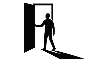 Black and White New Beginning Doorway Silhouette Vector