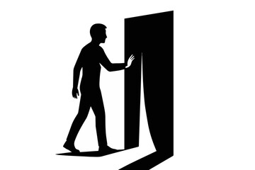 Black and White New Beginning Doorway Silhouette Vector