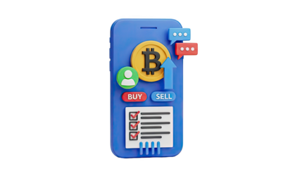 3D Bitcoin Trading App on Smartphone