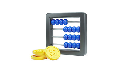 Abacus with Stack of Gold Coins