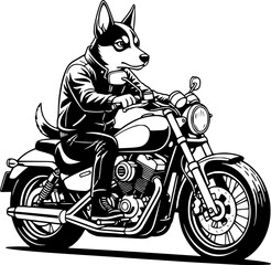 Dog Riding Motorcycle Silhouette Vector Illustration