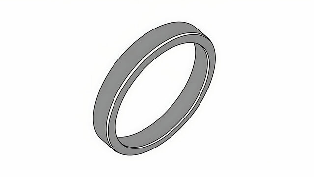 Simple Metallic Ring Illustration Isolated on White