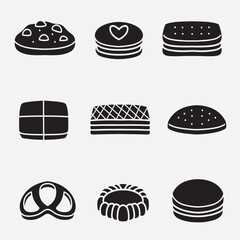 set of biscuit good for icon, symbol, element design, silhouette design, etc