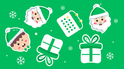 Christmas featuring santa, presents, and calendar