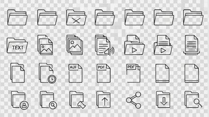 Hand Drawn Icons Representing Various File Types and Folders. © Maryam