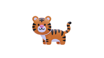 3D Render of a Cute Cartoon Tiger