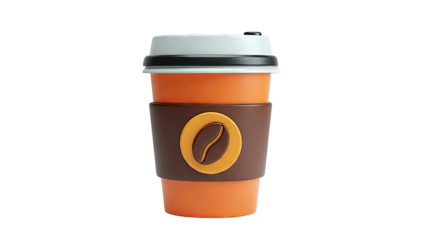 3D Render of a Stylized Coffee Cup with Coffee Bean Logo