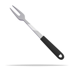 Long handle grilling fork vector isolated illustration