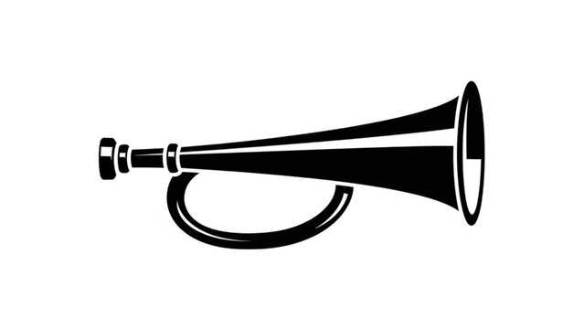 A black and white illustration of a vintage party horn