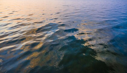 Tranquil Ocean Surface with Gentle Waves and Reflective Light at Sunset.