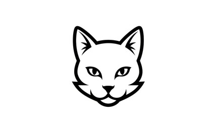 Fototapeta premium Minimalist Black and White Feline Head Illustration with Sharp Lines and Symmetrical Design