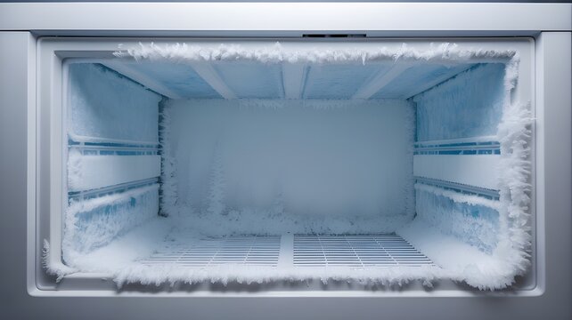 a commercial photograph of an empty freezer
