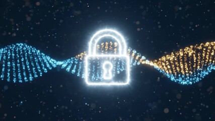 Lock Secures Dna Strand in Digital Space, Data Protection Concept - Powered by Adobe