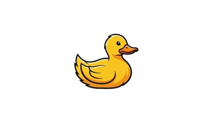 Vibrant yellow duckling illustration showcasing a cheerful and friendly aquatic bird in a clean,