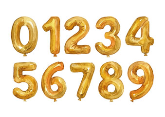 Watercolor-style number balloon illustration