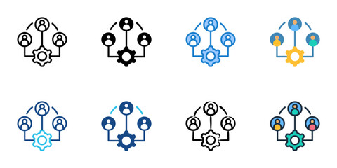 Customer relationship management icons set multiple style collection. Editable stroke 
