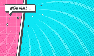 Comic vintage cartoon in two color blue and pink