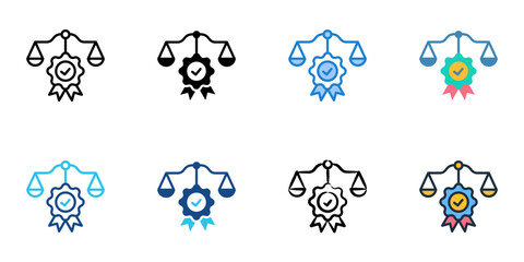 Regulatory compliance icons set multiple style collection. Editable stroke 
