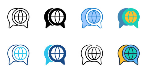 International consulting icons set multiple style collection. Editable stroke 
