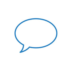 Fototapeta premium Blue speech bubble icon on white background