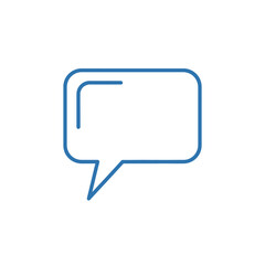 Fototapeta premium Blue speech bubble icon, empty outline for text, communication and messaging concept