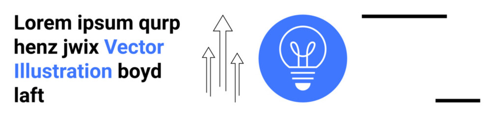 Innovation, creativity, idea growth, progress, design thinking, and business strategy. Blue lightbulb icon with three rising arrows. Innovation and creativity conceptual design © robu_s