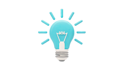 3D Rendered Blue Light Bulb with Rays