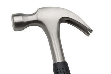 Claw hammer showing metal head and rubber handle