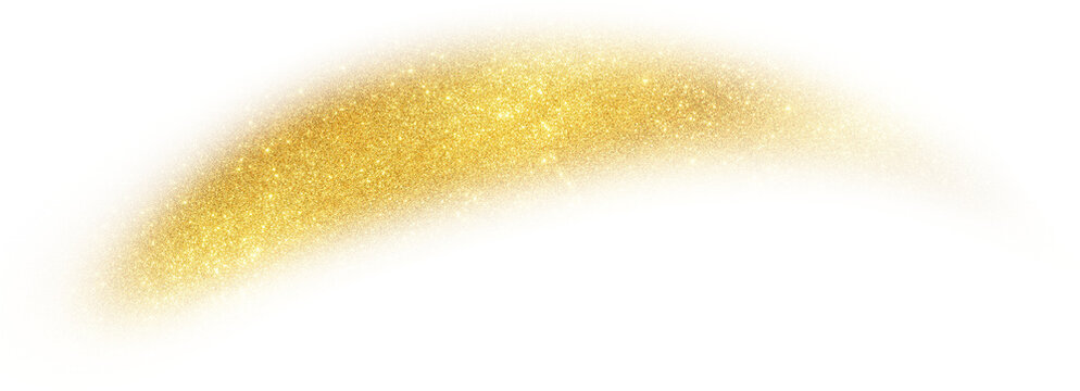 Gold glitter eyebrow curve stroke with dust