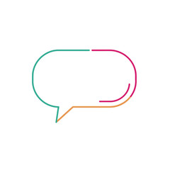 Colorful speech bubble outline on white background, communication concept