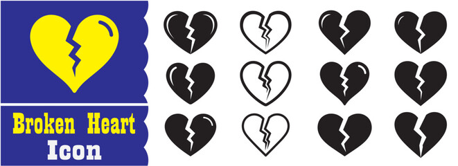 Set of Broken Heart icon, Broken Heart vector collection