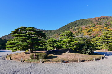 Traditional Japanese Garden Atmosphere at Ritsurin Garden in Takamatsu City, Kagawa Prefecture, Shikoku Island