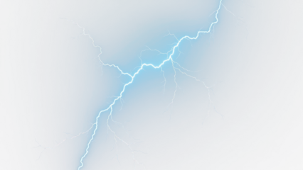 Blue lightning bolt design with a soft gradient on a light background for creative visuals white background cutout