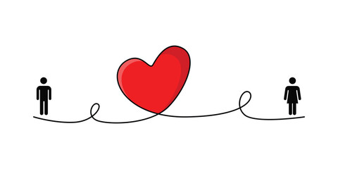 man and woman icon with love line