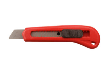Red utility knife with sharp blade for cutting