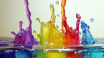 Vibrant splash of colorful liquids