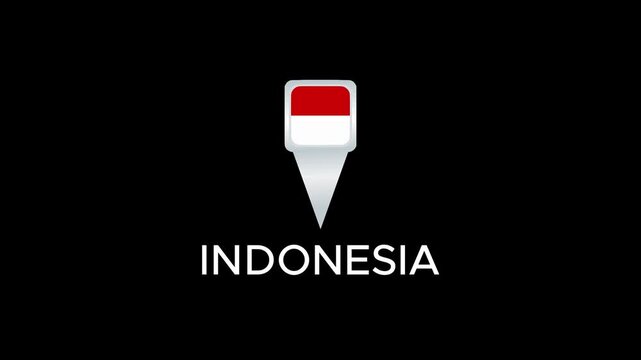 Animated location pointer with the Indonesia flag. Ideal for travel apps, navigation systems, tourism projects, route visualization, logistics platforms, geographic presentations