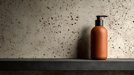 Minimal Cosmetic Pump Bottle on Concrete Shelf Clean Skincare Packaging and Modern Product Mockup Concept