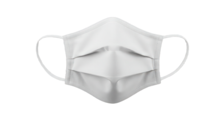 White face mask isolated on transparent background simple and clean white fabric face mask for protection and hygiene