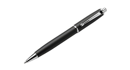 Elegant black ballpoint pen isolated on transparent background, perfect for writing, signing documents, and notetaking